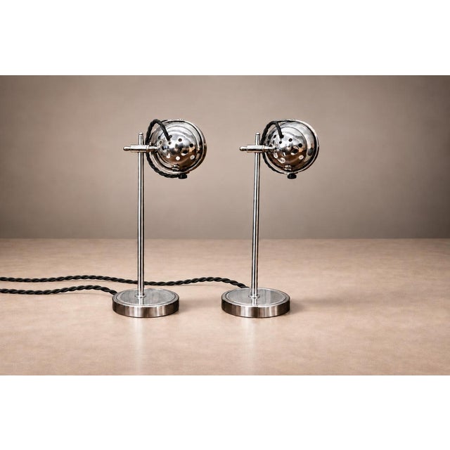 1960s Brazilian Modern Chrome-Plated Table Lamps, - Pair Rewired For Sale - Image 15 of 18