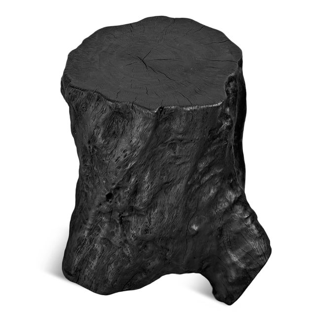 Contemporary Black Organic Modern Natural Form Stump Side Table / Stool For Sale - Image 3 of 3