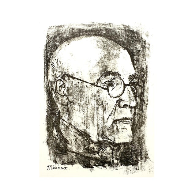 Andre Minaux - Portrait - Original Lithograph 1951 For Sale - Image 6 of 6