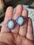 2020s Set in 18k White Gold, Ethiopian Opal, Tanzanite & Diamonds Modern Stud Earrings, Pair For Sale - Image 5 of 11
