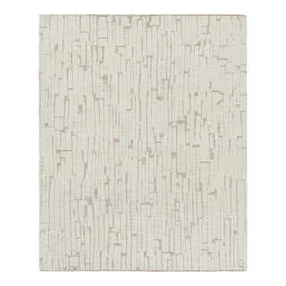 Rug & Kilim’s Contemporary Rug in White with High-Low Geometric Patterns - 6x9 For Sale
