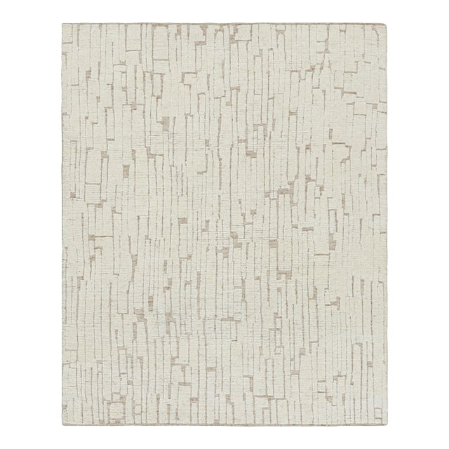 Rug & Kilim’s Contemporary Rug in White with High-Low Geometric Patterns - 6x9 For Sale
