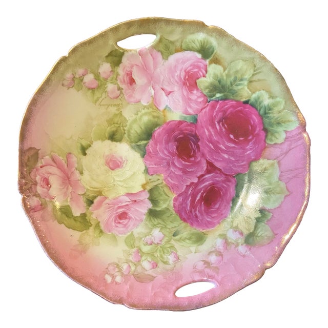 Vintage Porcelain “Bavaria” Handled Cake Platter, Early 20th Century For Sale