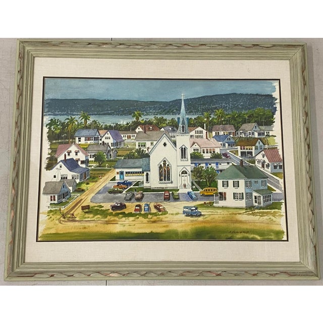 20th Century "Coastal Church on Sunday" Original Watercolor by Burchfield For Sale - Image 9 of 9