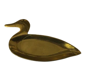 Vintage Mid-Century Modern Brass Duck Trinket Dish