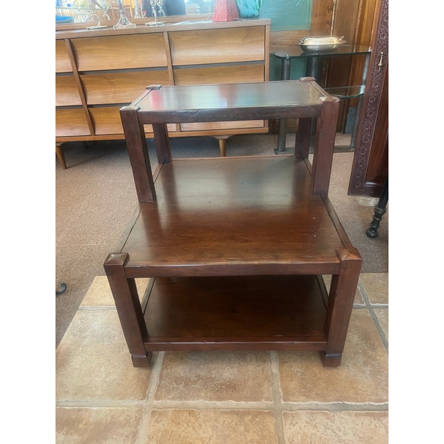 1970s Nichols & Stone Departures Collection Two Tiered Mission Style Side Table For Sale - Image 9 of 11