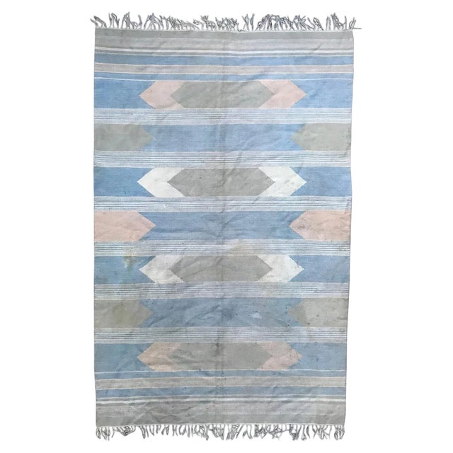 Vintage Indian Flat-Woven Rug, 1980s For Sale