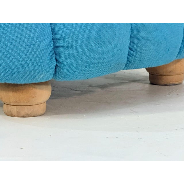 Turquoise Post Modern Biscuit Tufted Pair Turquoise Lounge Chairs, 1980 For Sale - Image 8 of 9