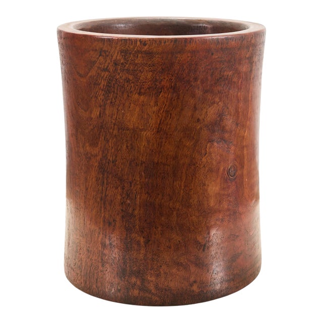 Large Chinese Export Hardwood Scholar's Brush Pot Vessel For Sale