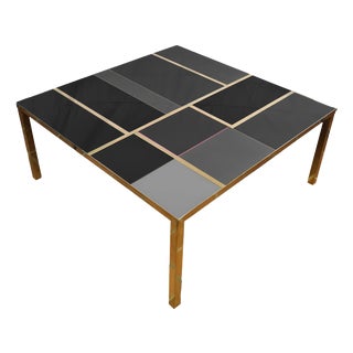 Square Coffee Table with Gray and Black Murano Glass from Justfurnituress SRL For Sale