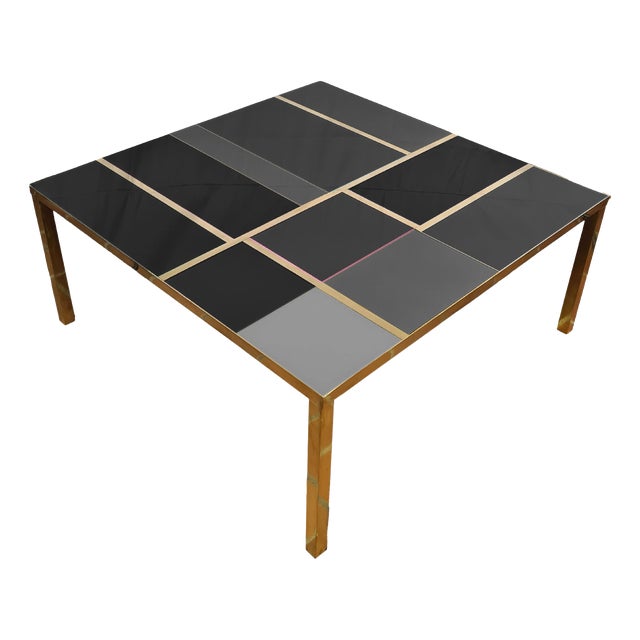 Square Coffee Table with Gray and Black Murano Glass from Justfurnituress SRL For Sale