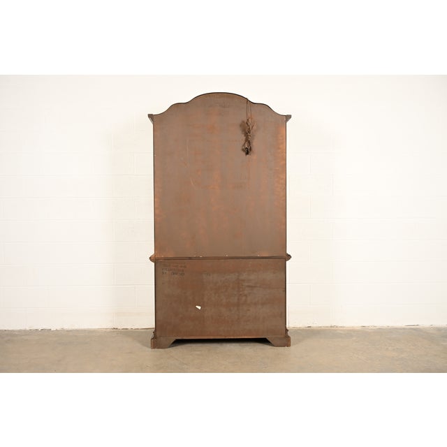 Drexel French Regency Louis XVI Carved Burled Walnut Lighted Breakfront Bookcase Cabinet, Circa 1960s For Sale - Image 16 of 18