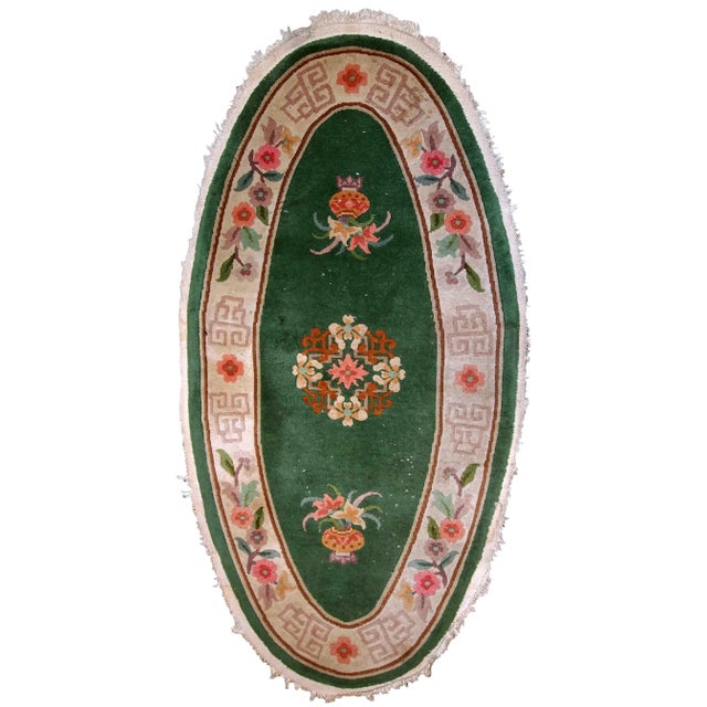 1930s Handmade Vintage Art Deco Chinese Rug 2.6' X 5.2' For Sale - Image 10 of 10