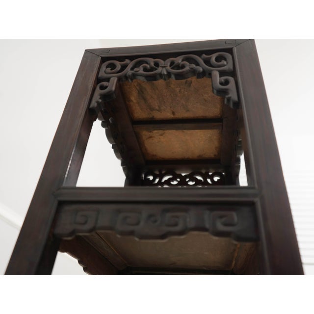Chinese Rosewood Marble Inset End Table For Sale - Image 14 of 14