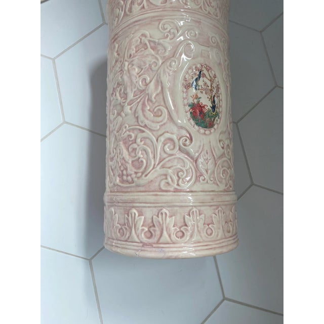 Antique Weller Pottery Pink Ceramic Umbrella Holder Vase For Sale - Image 10 of 11