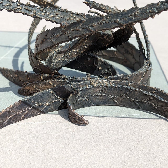 1972 Silas Seandel Brutalist Torch-Cut Iron and Glass Coffee Table For Sale - Image 13 of 18