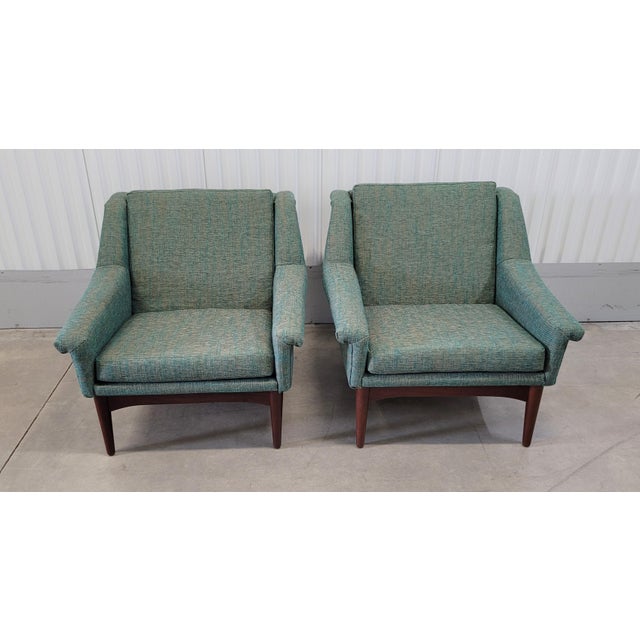 Stunning pair of Danish lounge chairs designed Norwegian designer Henry Walter (H.W.) Klein for manufacturer Bramin Møbler...