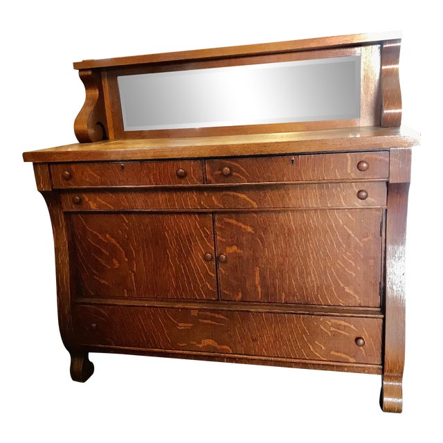 Antique Victorian Tiger Oak Empire Style Sideboard Chairish