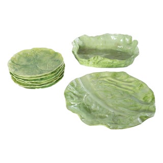 Antique Lettuce Ware Dishes - 8 pcs For Sale