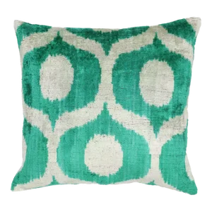 Contemporary Green Handmade Velvet Pillow and Down Feather Insert