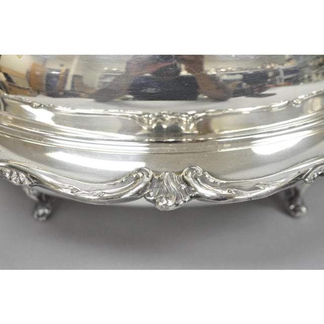 Late 20th Century Vintage Eton Victorian Silver Plated Large Oval Covered Warming Dish Platter For Sale - Image 5 of 18