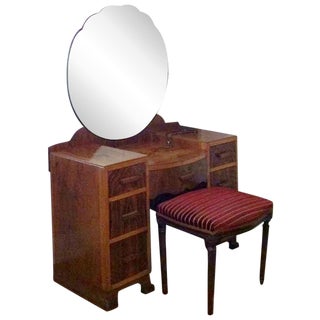 Art Deco Vanity With Vintage Bench For Sale