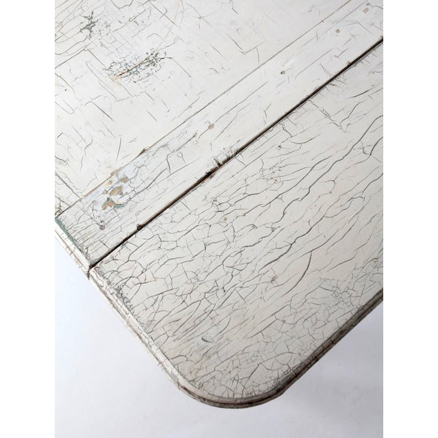 Antique White Painted Drop Leaf Farmhouse Table For Sale - Image 10 of 18