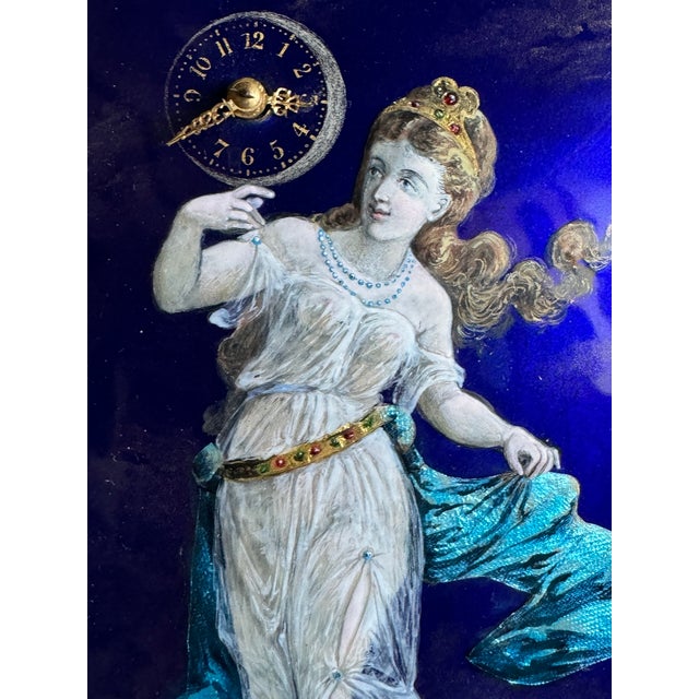 1860s Coblentz Louis XVI Blue Alabaster Enamel Table Clock 1pc For Sale - Image 10 of 17