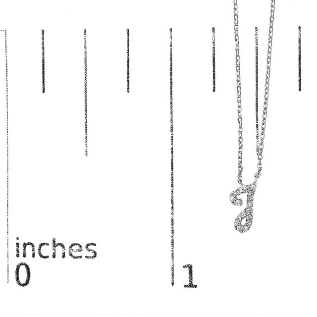 Early 21st Century 10K White Gold Diamond Accent "J" Initial Script Style Pendant Necklace For Sale - Image 5 of 5