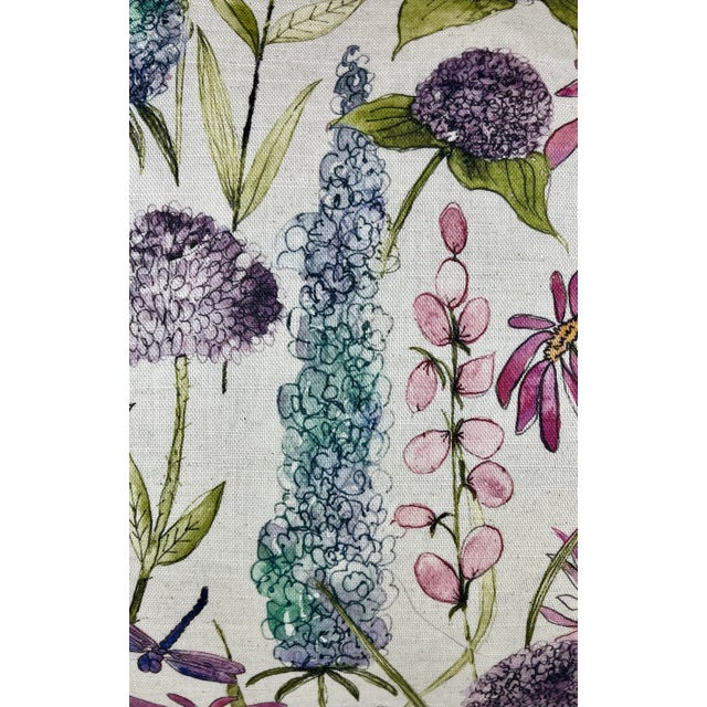 20" Square Decorative Throw Pillow With a Whimsical Pink, Purple & Blue Mid Century Modern Floral Design With a Watercolor-Look - Made in the U K For Sale In Dallas - Image 6 of 12