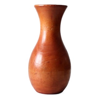 Vintage Turned Wood Vase For Sale