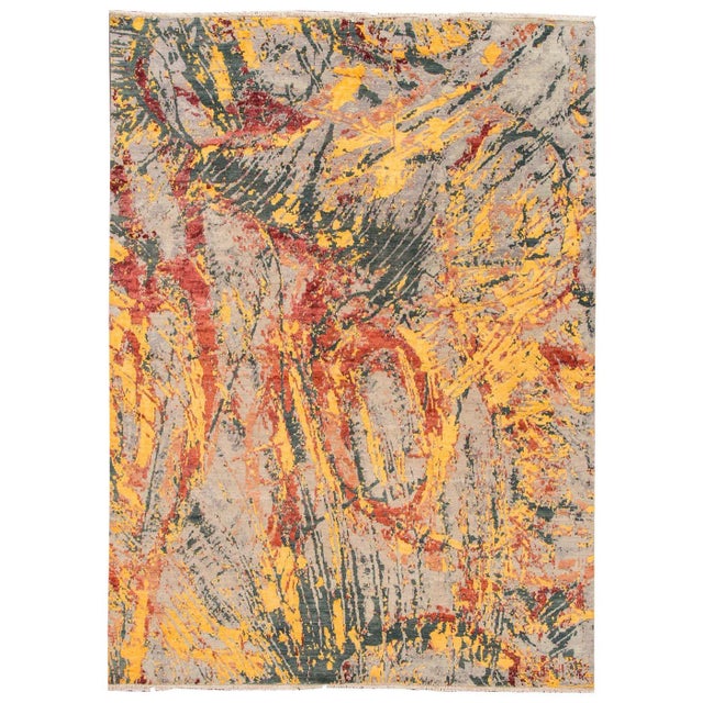 Yellow 21st Century Modern Contemporary Tibetan Rug For Sale - Image 8 of 8