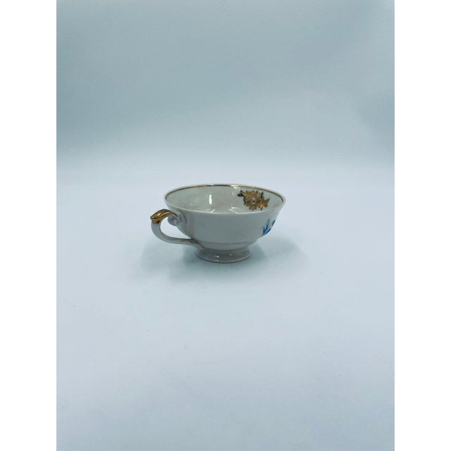 A collectible cup from Thuringia, crafted from high-quality porcelain. The cup features a low bowl set on a small base, a...