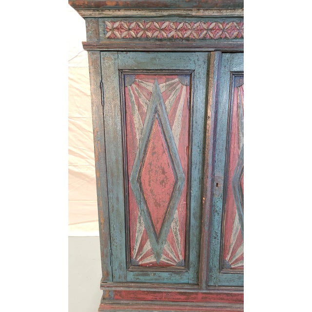 Traditional 19th Century Antique Carved & Painted 2-Door Side Cabinet For Sale - Image 3 of 8