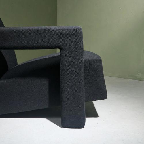 Black Early Utrecht Chair in Black Upholstery by Gerrit Thomas Rietveld for Metz & Co., 1936 For Sale - Image 8 of 13