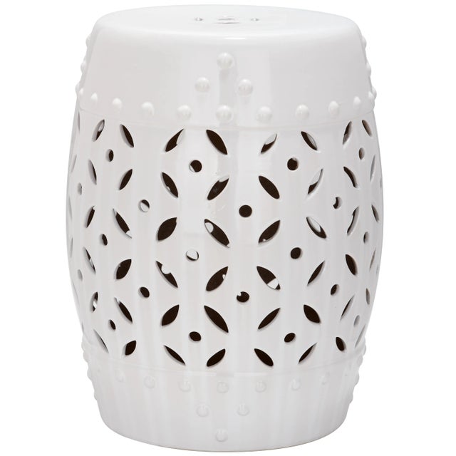 Coin Garden Stool in White For Sale - Image 4 of 4