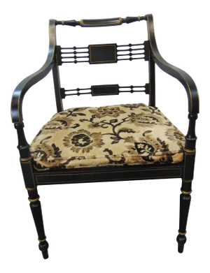 Regency Style Black & Gold Arm Chair