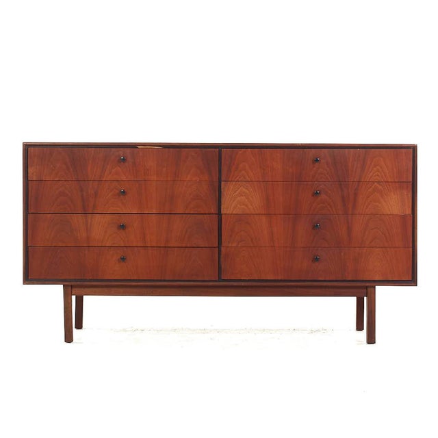 Jack Cartwright for Founders Mid Century Walnut Lowboy Dresser This lowboy measures: 60 wide x 18 deep x 30.75 inches high...