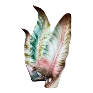 Vintage 1950s Glazed Ceramic Leaf Light