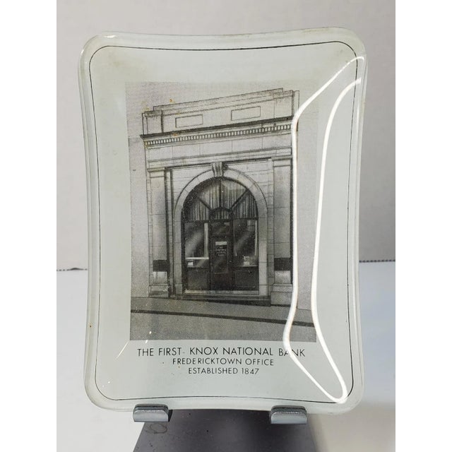 White 1960s First Knox National Bank Promotional Glass Ashtray For Sale - Image 8 of 8