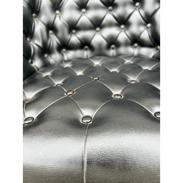 1950s Tufted Black Leather Swivel Chair for Davis Furniture For Sale - Image 14 of 17