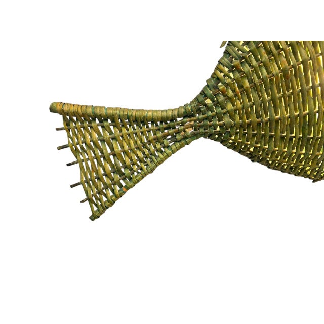 Mid-Century Modern Fish Wicker Rattan Pendant Lamp, 1960s For Sale - Image 17 of 18