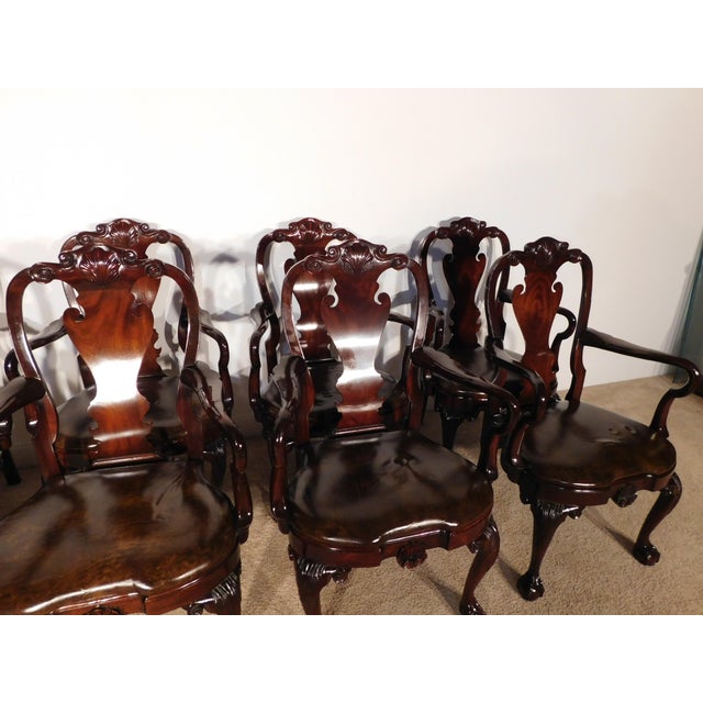 Set of 10 Kindel Winterthur Mahogany Queen Anne Ball Claw Dining Arm Chairs For Sale - Image 9 of 17