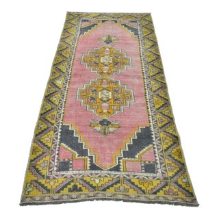Red Color Handmade Vintage Turkish Rug For Sale
