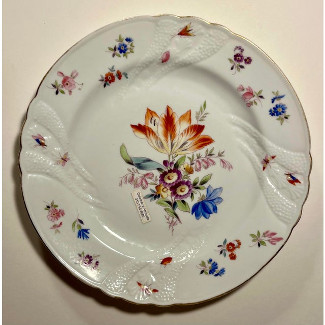 Antique Weimar Porzellan Hand Painted Floral Plates German Porcelain - Set of 6 For Sale - Image 4 of 10