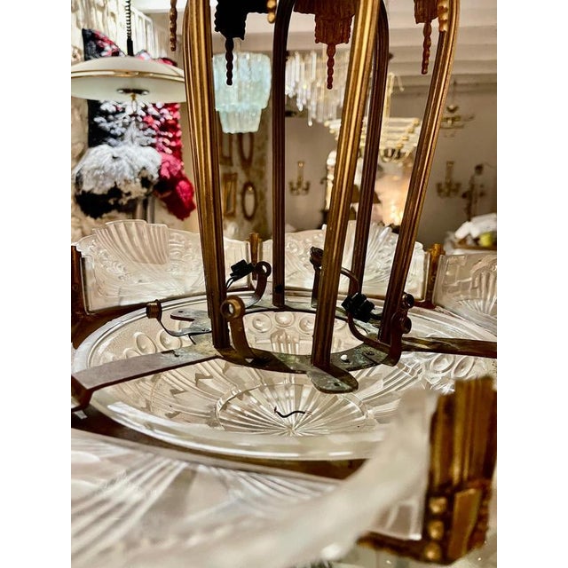 Bronze and Glass Pendant by Georges Leleu, France, 1930 For Sale - Image 11 of 15