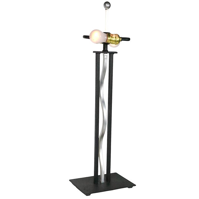 Sottsass Metal Wave Form Post Modern Memphis Style Table Lamp C. 1980's For Sale - Image 4 of 12