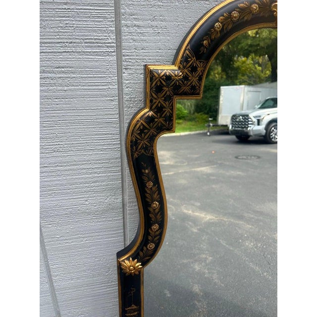 Elegant Chinoiserie Black and Gold Mirror For Sale - Image 9 of 18