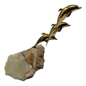 Curtis Jere Modern Brass Dolphin Sculpture
