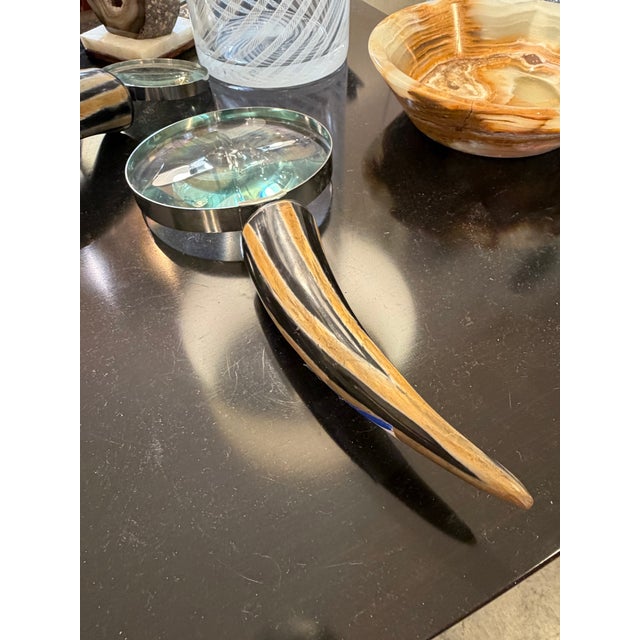 1990s Horn and Bone Handheld Magnifying Glass For Sale - Image 5 of 8